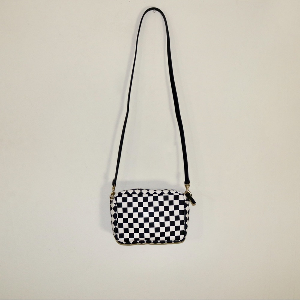 SOLD! ❤️ Clare V. Midi Sac Checker Print Crossbody Bag in Cream/Black - Picture 4 of 16